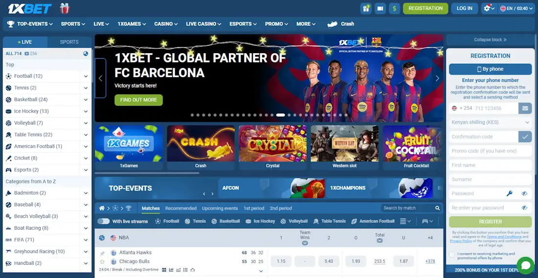 1xBet Sportsbook and Casino Screenshot